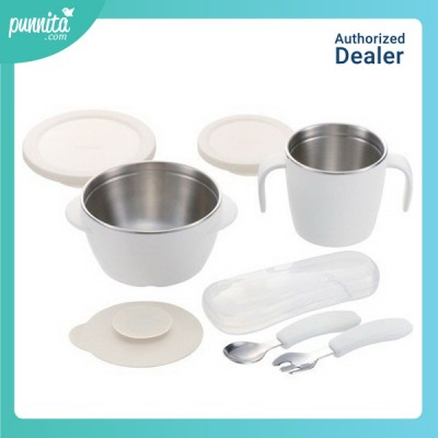 Richell TLI Stainless steel Feeding Set-White ชุดอุปกรณ์ทานอาหาร
